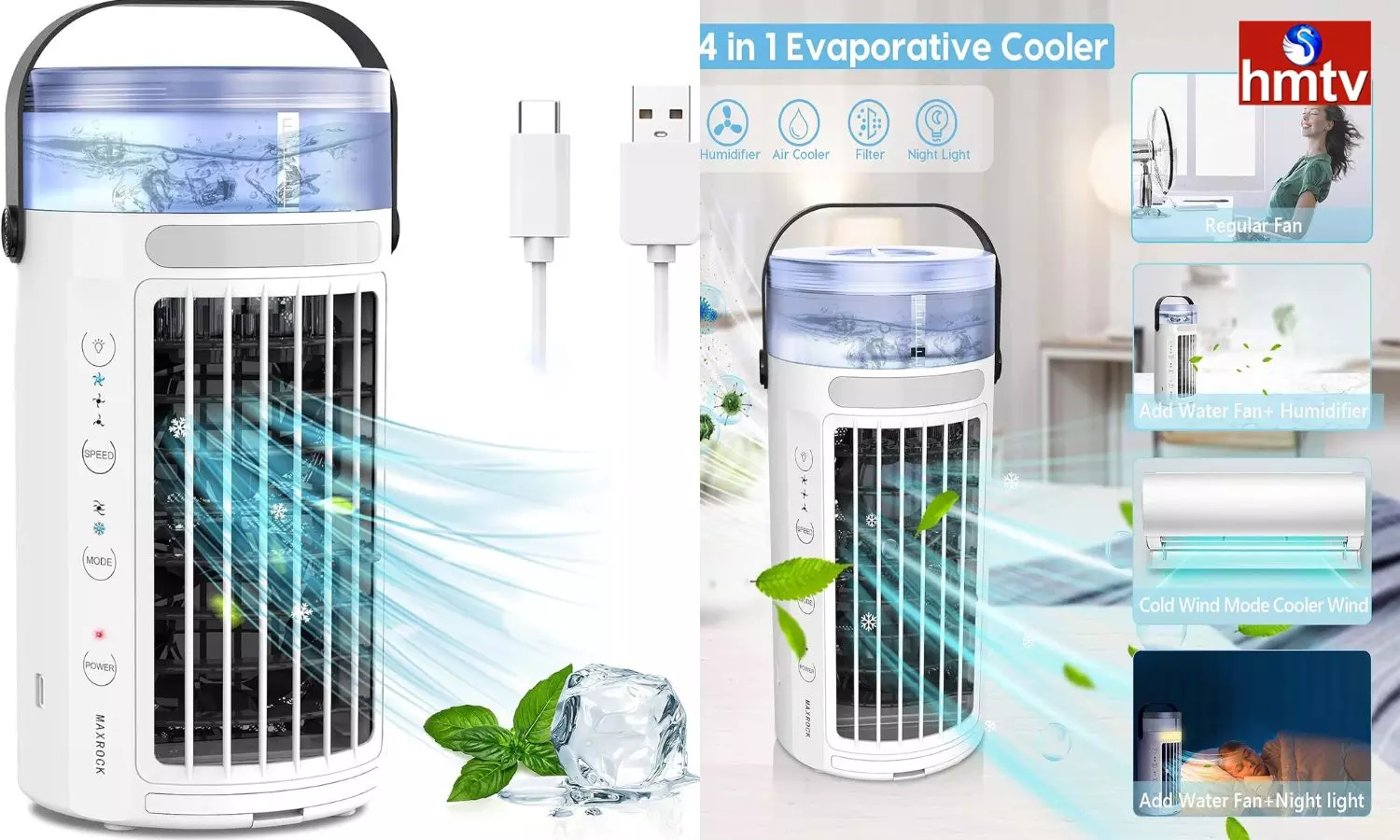 Maxrock Portable Air Conditioner Fan Mini Evaporative Air Cooler 3 Speed Super Quiet Desk Air Cooling Fan Check Price and Features
