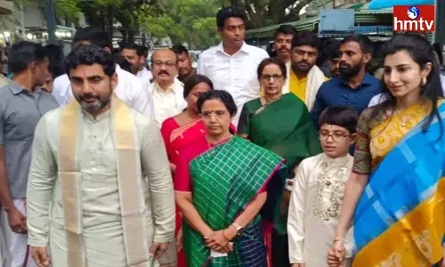 Nara Family In Tirumala Srivari Seva