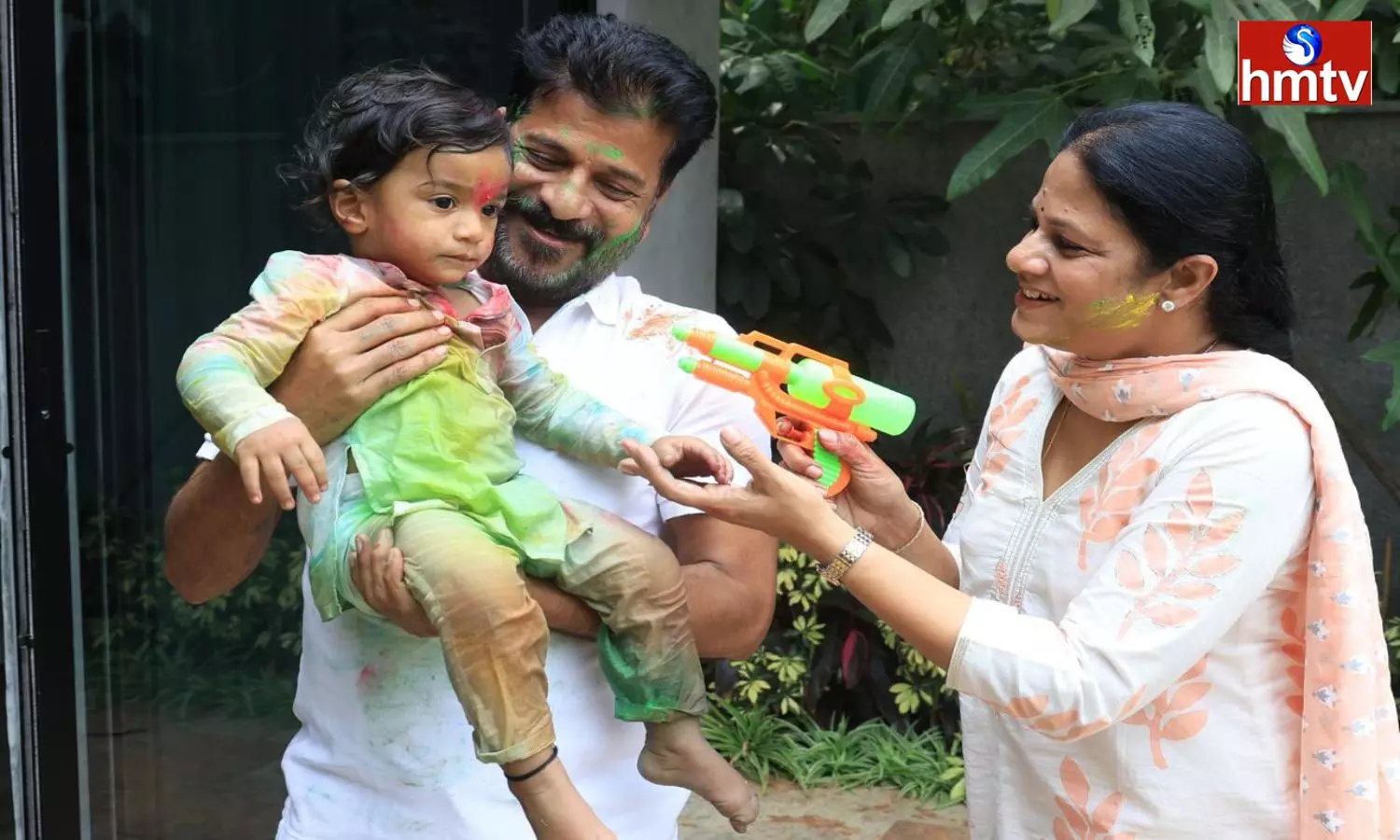 CM Revanth Reddy Celebrated Holi With His Grandson