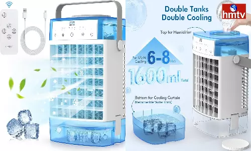 DUDIFFY Portable Air Conditioner With 1600ml Dual Tank Evaporative Air Cooler