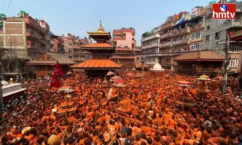 Nepali town welcomes the New Year with drum beats, dancing, palanquins, Sindoor