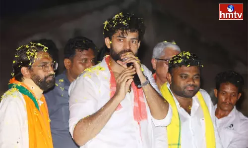 Hero Varun Tej Election Campaign In Gollaprolu Of Kakinada District