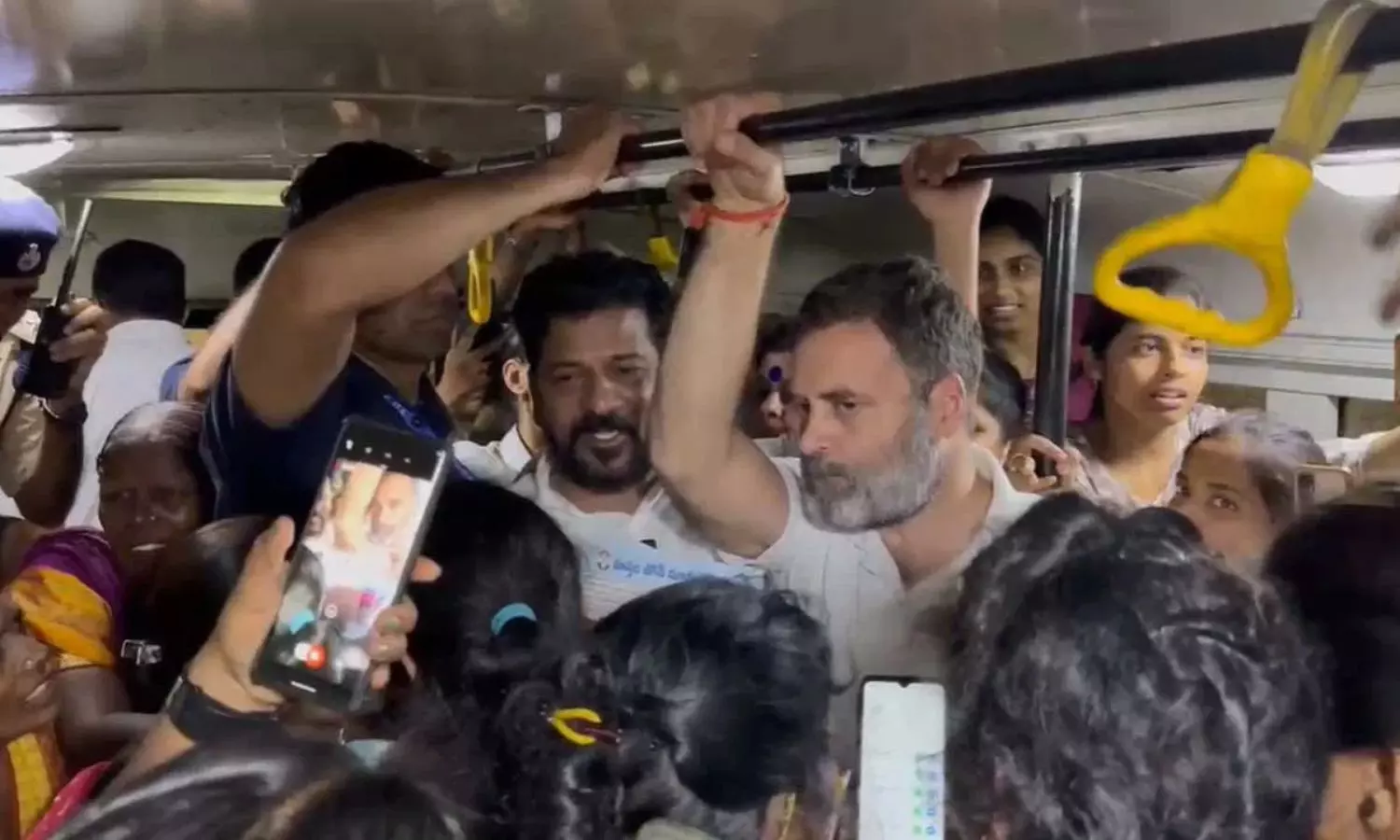 Rahul Gandhi And Revanth Reddy traveled By RTC Bus At Dilsukhnagar