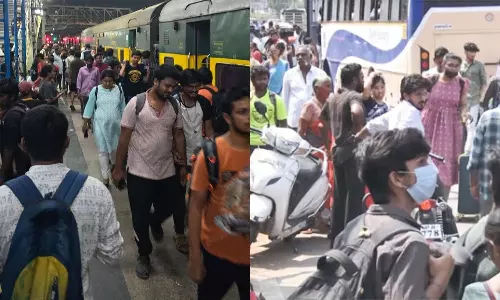 Passenger Rush At Bus Stand & Railway Stations In Hyderabad