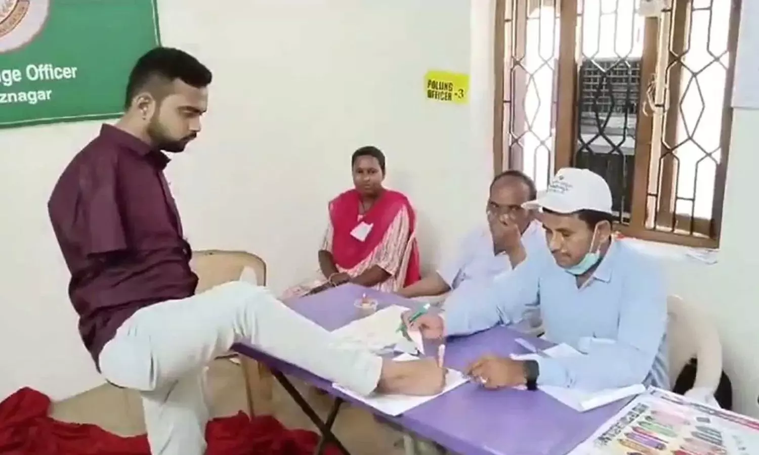 Disable Person Inspiration By Using His Leg To Vote In Asifabad District