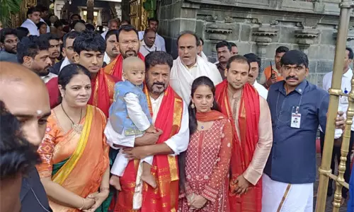 Telangana CM Revanth Reddy visits tirumala Telangana CM Revanth Reddy visits tirumala