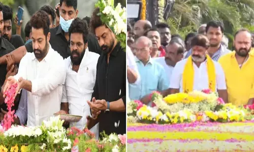 Jr.NTR Kalyan Ram and Balakrishna Pays Tribute to Sr.NTR at NTR Ghat Jr.NTR Kalyan Ram and Balakrishna Pays Tribute to Sr.NTR at NTR Ghat