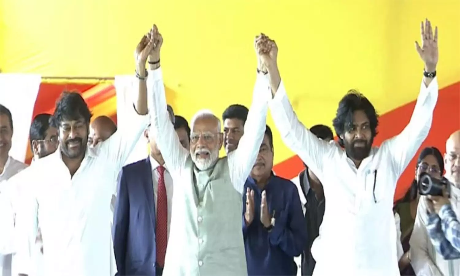 PM Modi with Chiranjeevi and Pawan Kalyan PM Modi with Chiranjeevi and Pawan Kalyan