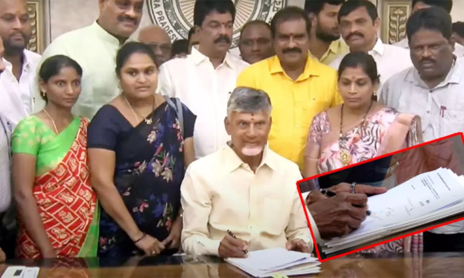 Chandrababu Assumes Charge as AP CM Signs Mega DSC File