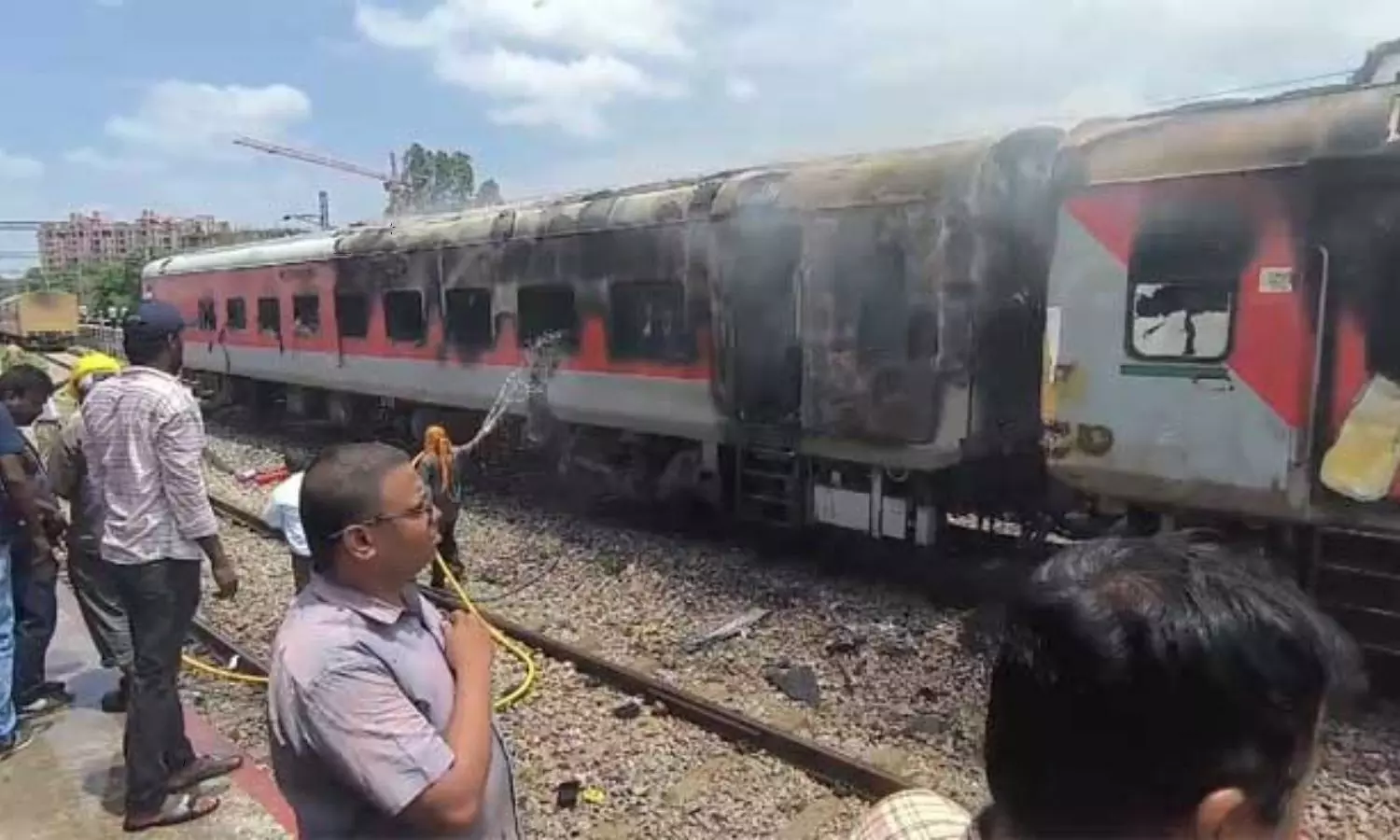 Two Train Coaches Catch Fire Near SCR Office in Mettuguda