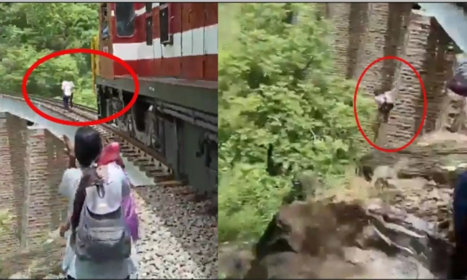 A couple jump from railway bridge while doing photo shoot video goes viral