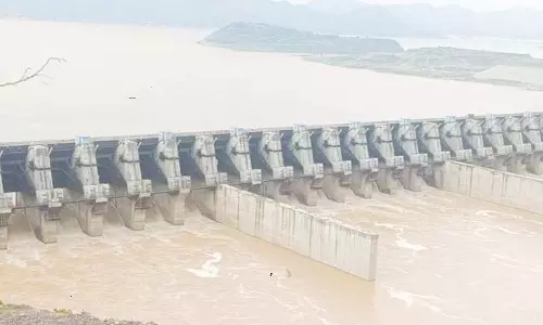 Rising Godavari flood at Polavaram Project Rising Godavari flood at Polavaram Project