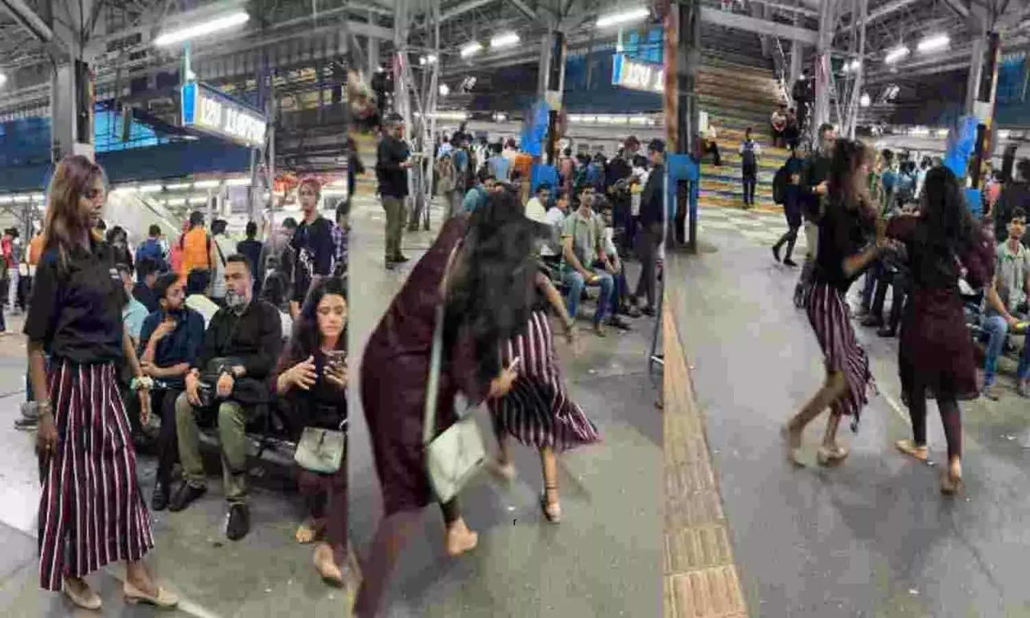 A women dance on railway platform like crazy video goes viral in social media