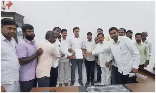 Farmers from Kodangal seek KTR support in fight against land acquisition for pharma companies Farmers from Kodangal seek KTR support in fight against land acquisition for pharma companies