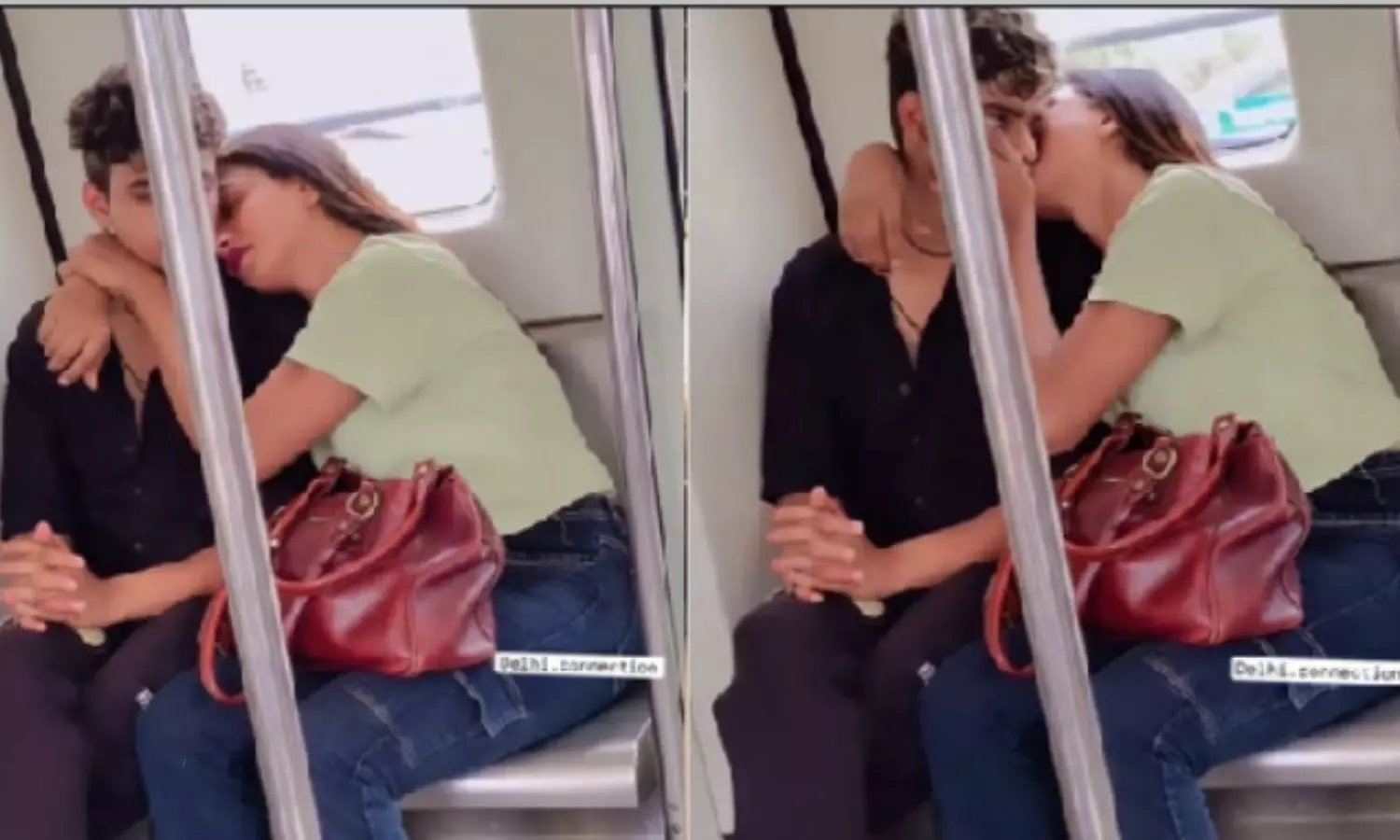 Romance video of a couple in delhi metro goes viral in social media