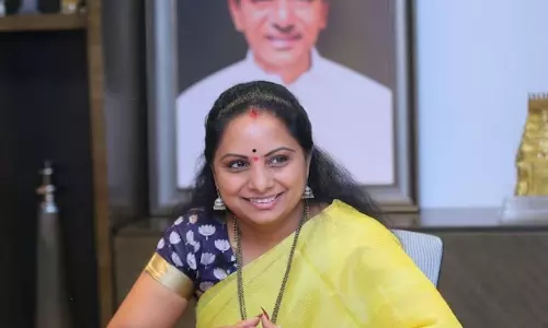 MLC Kavitha left for Hyderabad