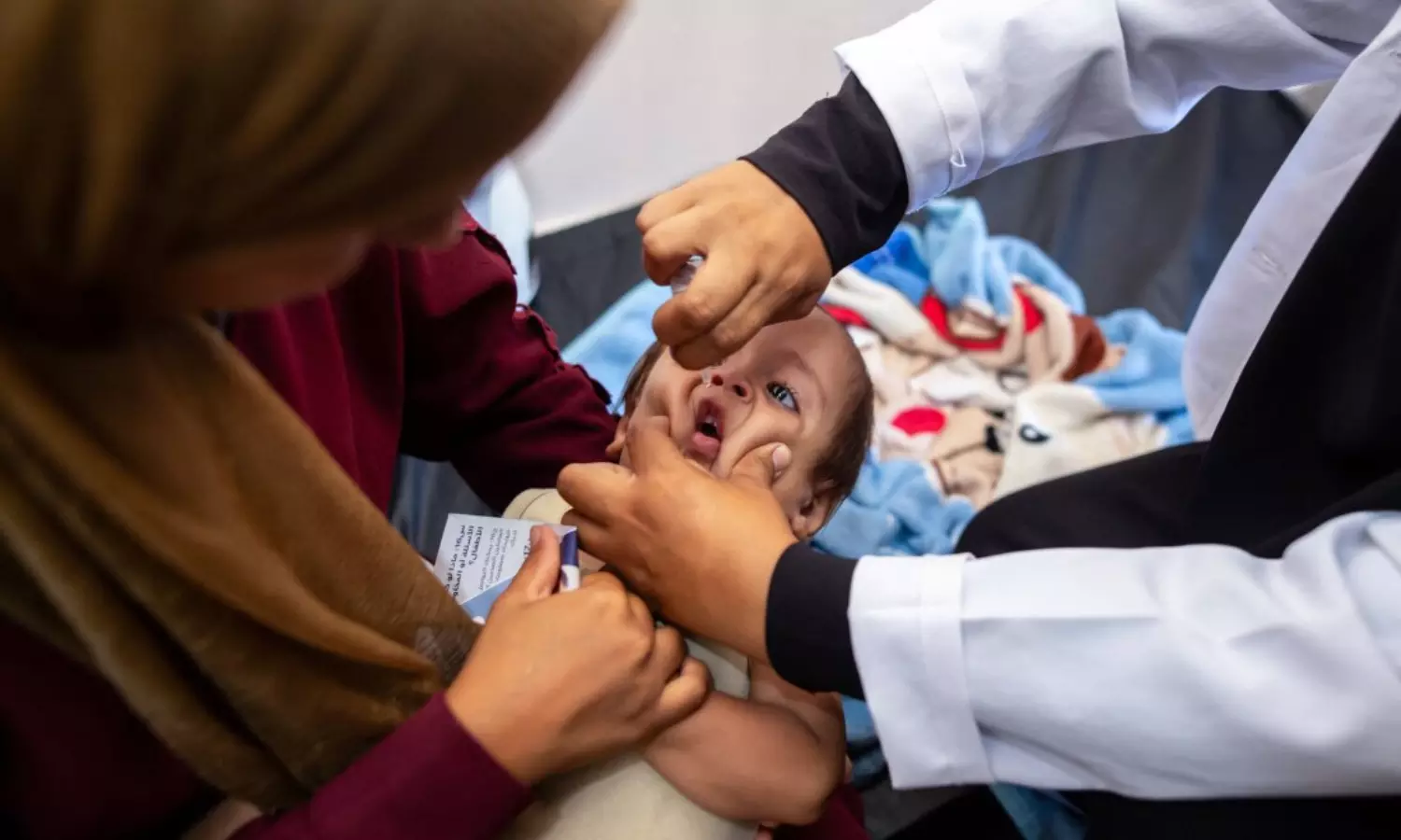 Polio Vaccination in Gaza Middle East Heavy Israeli Bombardment