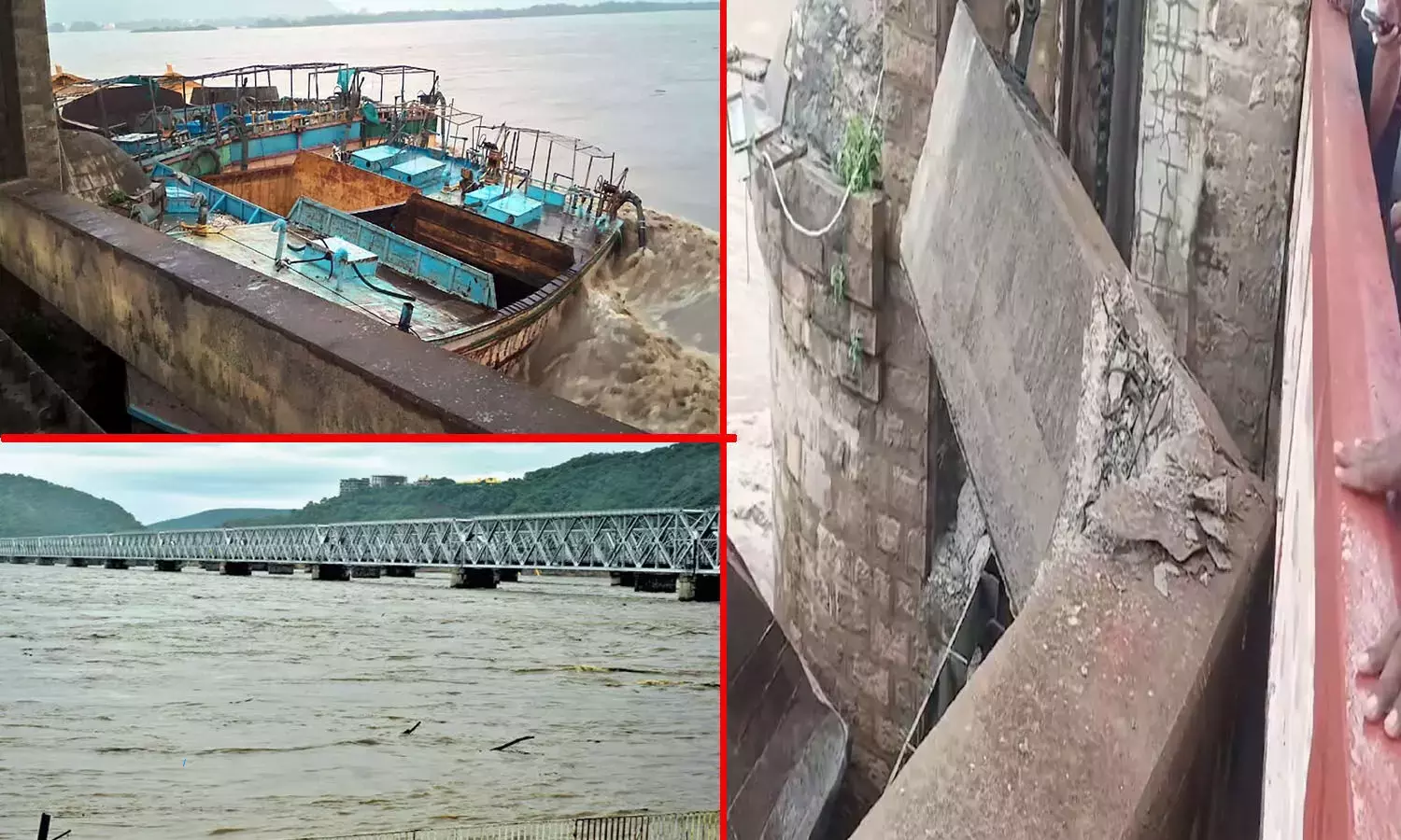 Boats Hit the Gates of Prakasam Barrage