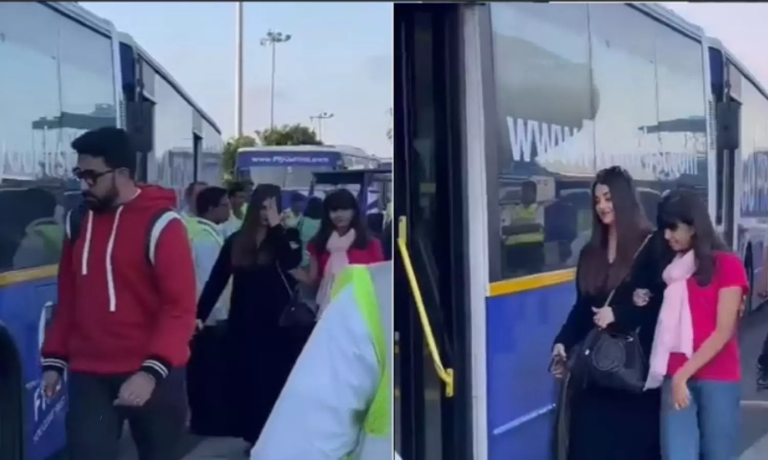 Aishwarya Abhishek video at dubai airport video goes viral in social media