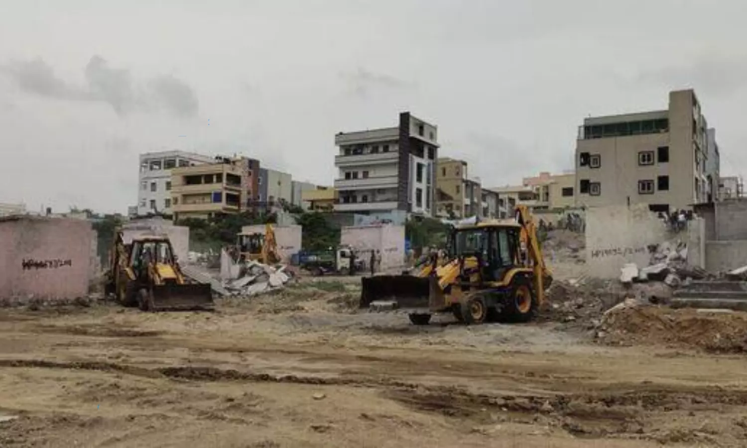 Hydra Demolition In Nalla Cheruvu Area Of Kukatpally In Hyderabad