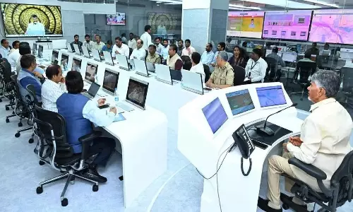 CM Chandrababu visited Real Time Governance in Secretariat CM Chandrababu visited Real Time Governance in Secretariat