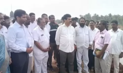 Minister Ponguleti inspected the water flow of Paleru Sagar canal Minister Ponguleti inspected the water flow of Paleru Sagar canal
