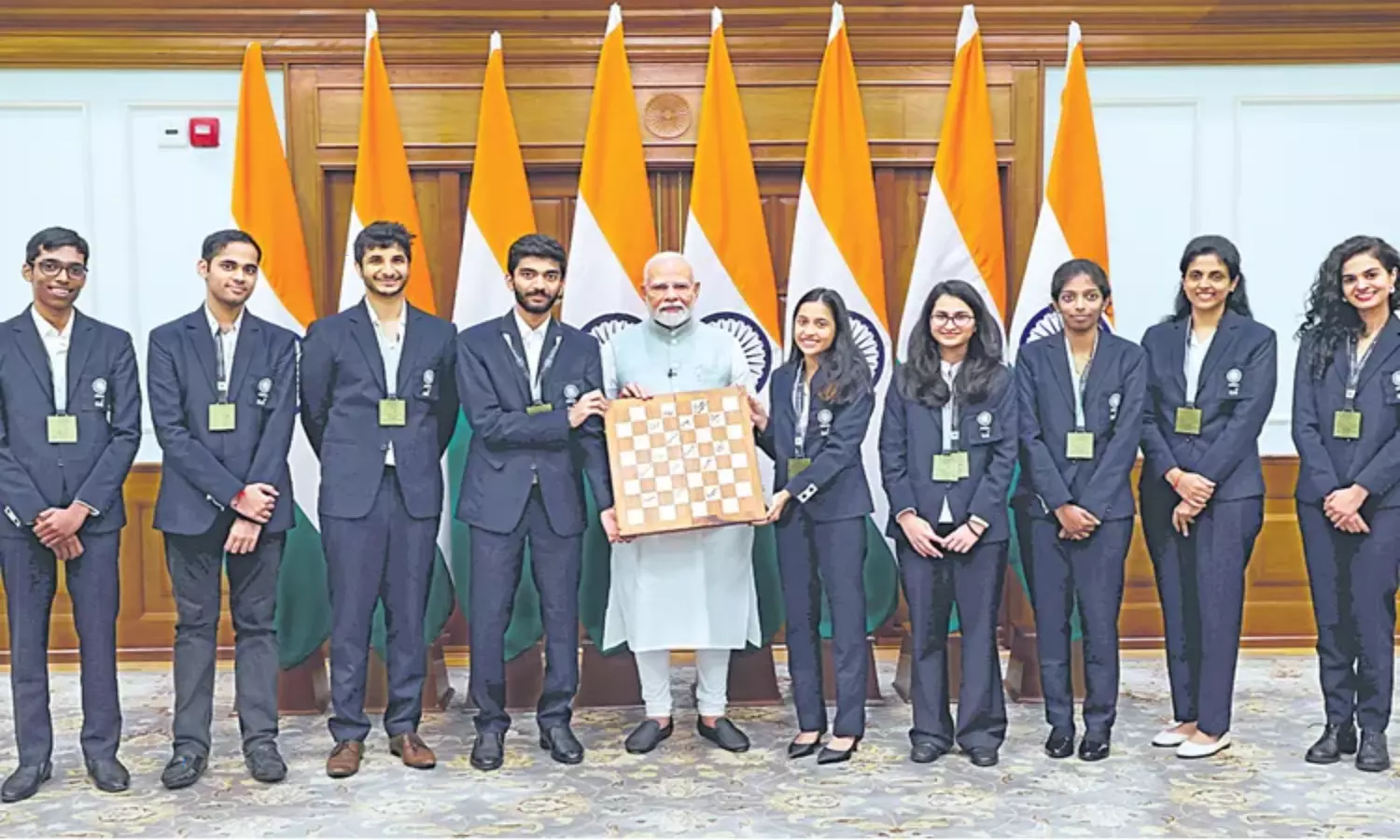 Indian chess players meeting with Prime Minister Modi