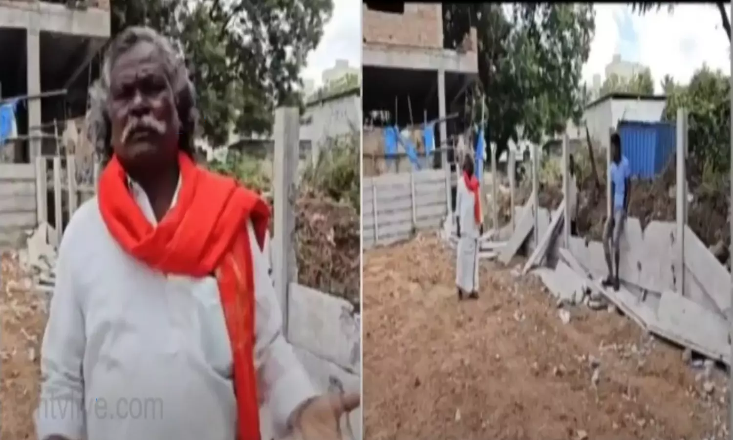 Unknown People Collapsed Padma Shri Award Winner and Singer Kinnera Mogilaiah Compound Wall