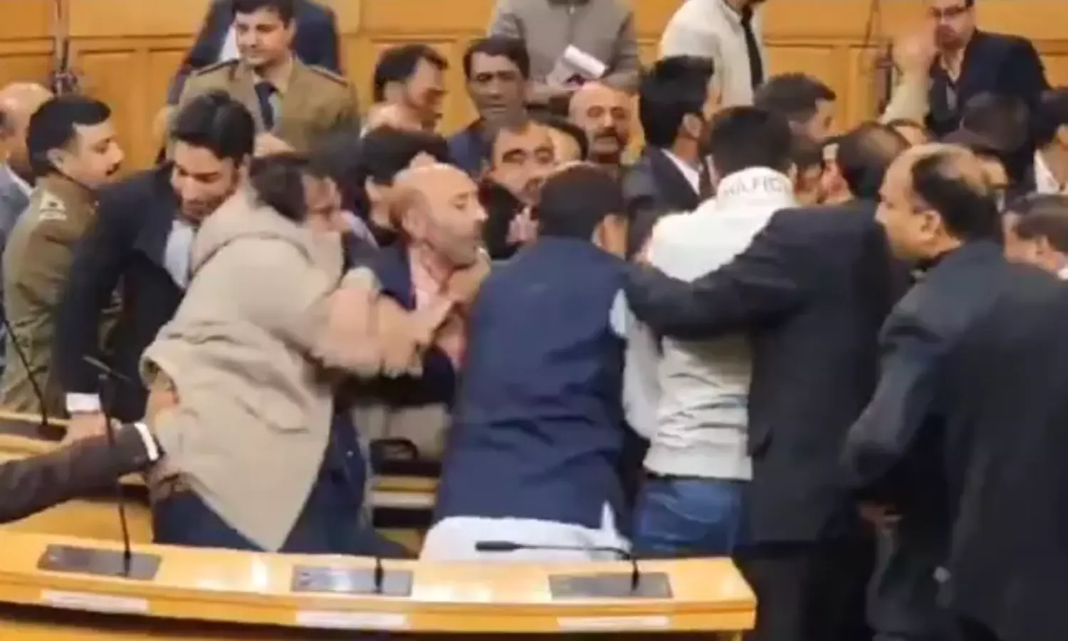 Ruckus in Jammu Kashmir Assembly as Engineer Rashids Brother Displays Article 370 Banner