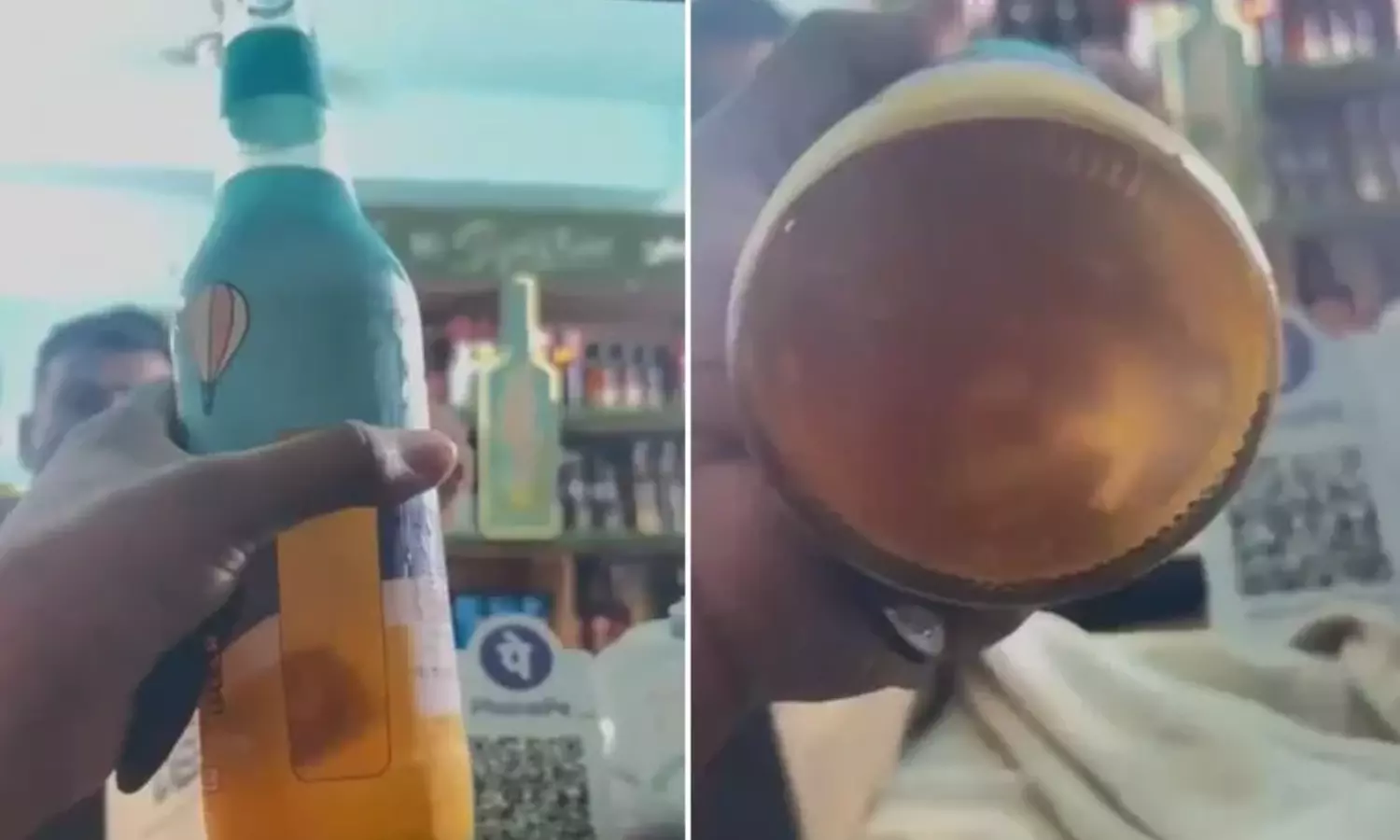 Frog Appear In Beer Bottle At Nizamabad Wine Shop