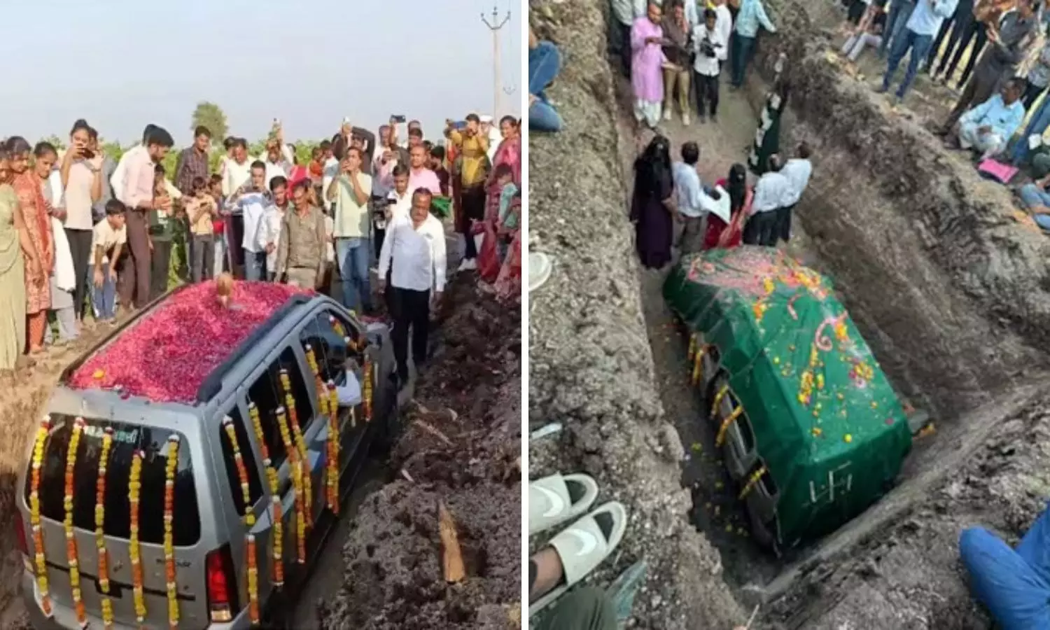 Farmer Buried Lucky Car: లక్షలు ఖర్చు చేసి మరీ కారును సమాధి చేసిన రైతు.. ఎందుకంటే..