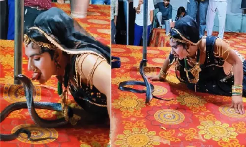 A Women Dance and Kiss Snake Video Goes Viral in Social Media