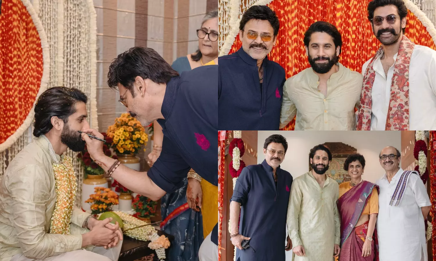 Naga Chaitanya Marriage :  నాగచైతన్యకు బుగ్గన దిష్టి చుక్క పెట్టిన వెంకీ మామ..వైరల్ అవుతోన్న పిక్స్