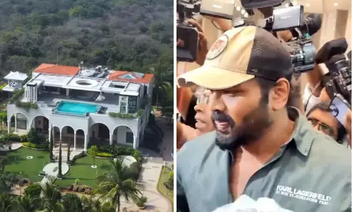 tension prevails at Manchu mohanbabu residence in Hyderabad tension prevails at Manchu mohanbabu residence in Hyderabad