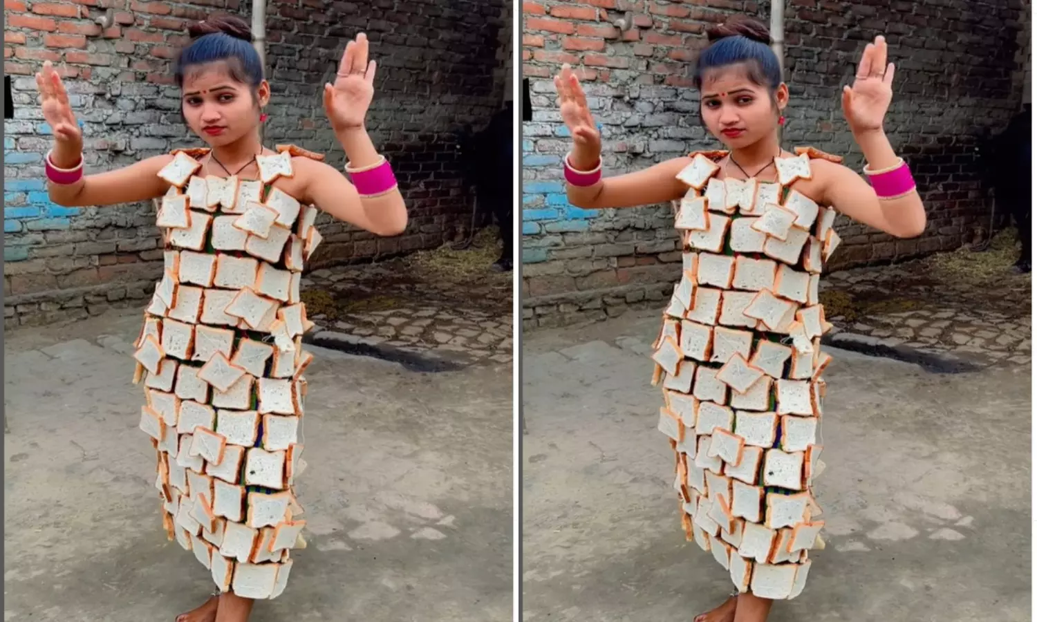 A Women Wear Dress With Breads Video Goes Viral in Social Media