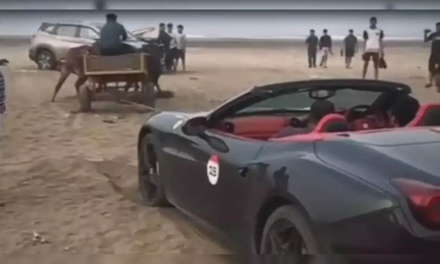 Bullock Cart Pull Out Ferrari Car Stuck in Beach Video Goes Viral