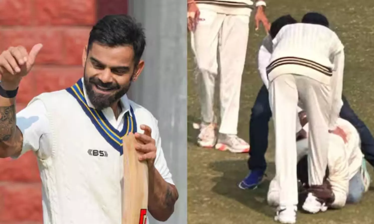 Fan Invades Pitch to Touch Virat Kohlis Feet During Ranji Trophy Match, Video Goes Viral