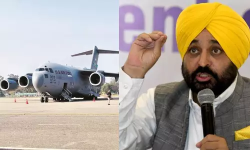 Punjab CM Bhagwant Mann qyestions Why US deportation flights landing in Amritsar Punjab CM Bhagwant Mann qyestions Why US deportation flights landing in Amritsar