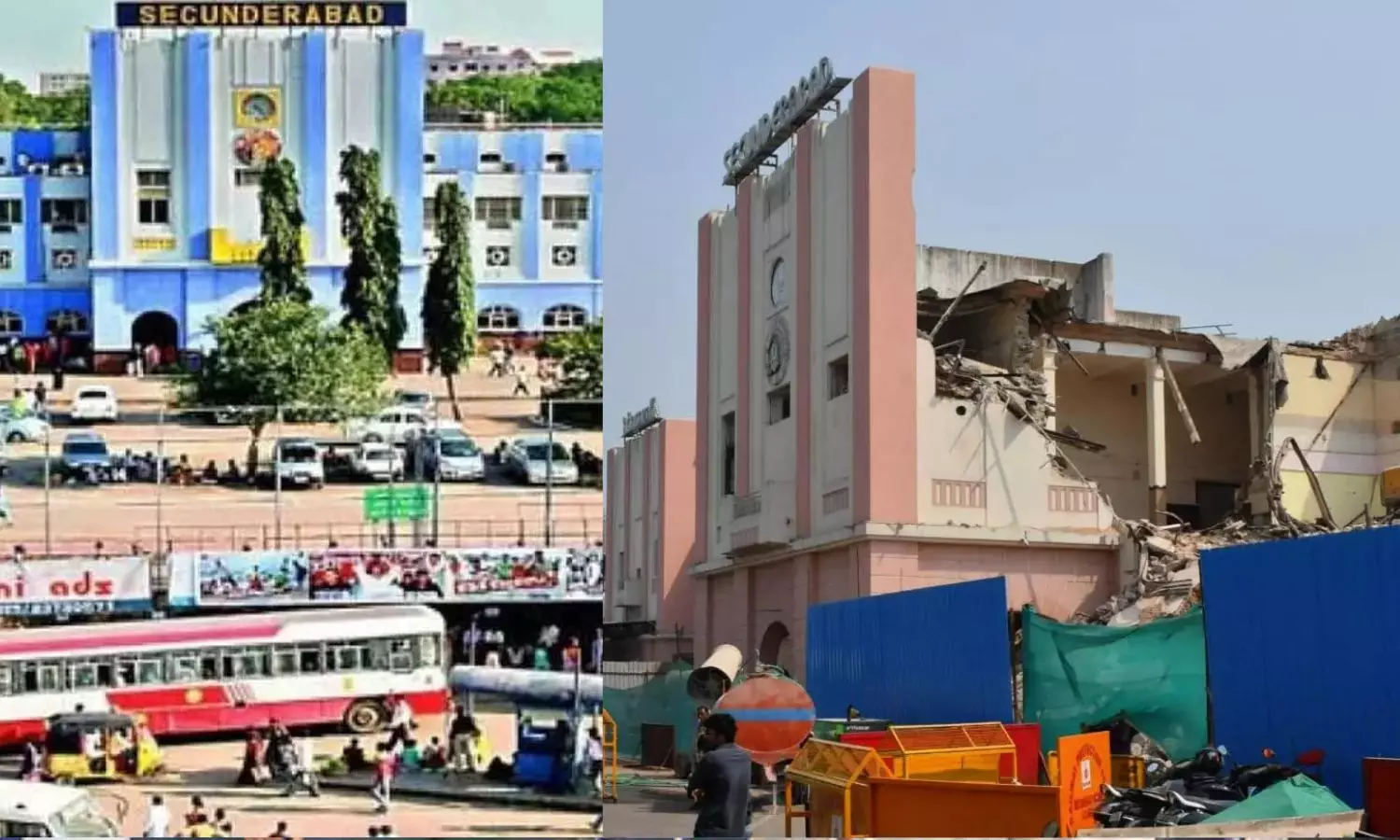 Secunderabad Railway station main building demolition underway in order to modernize the railway station