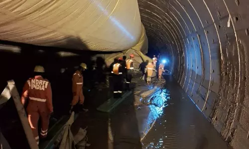Search operation underway for 8 people trapped in SLBC tunnel accident in Nagarkurnool district
