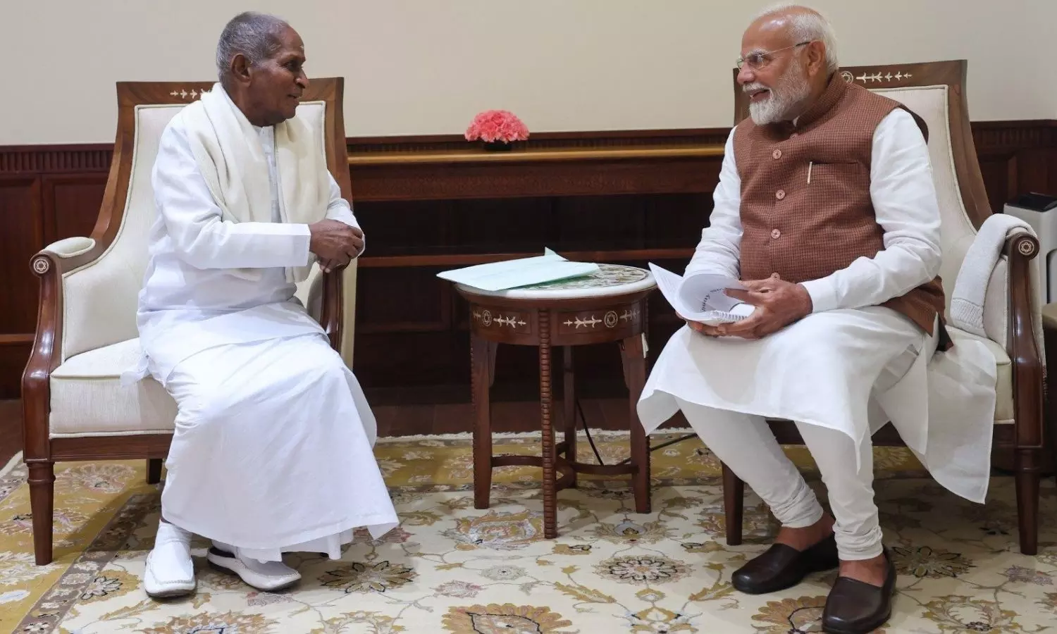 Ilaiyaraaja Meets PM Modi Discusses Symphony Project and Receives Praise Ilaiyaraaja Meets PM Modi Discusses Symphony Project and Receives Praise