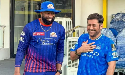 MS Dhoni and Kieron Pollard hug each other and have a fun interaction at Chepauk ahead