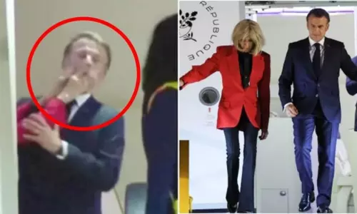 Video of Emmanuel Macrons wife slapping the French president as he got off a plane goes viral