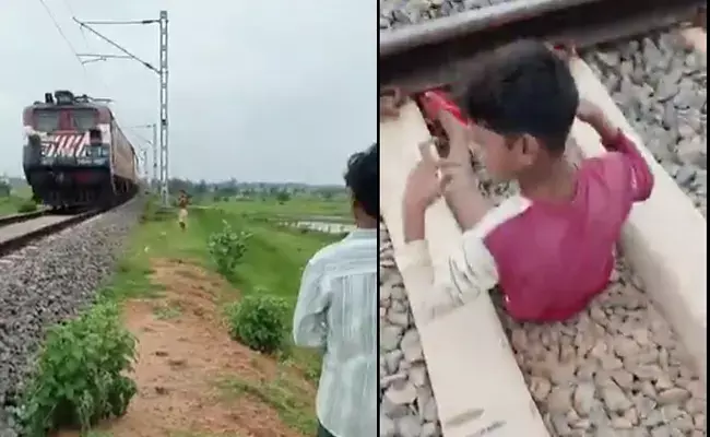 Stunt Reels: రీల్స్ క్రేజ్.. ట్రాక్ స్లీపర్ల మధ్య పడుకున్న బాలుడు ... Stunt Reels: రీల్స్ క్రేజ్.. ట్రాక్ స్లీపర్ల మధ్య పడుకున్న బాలుడు ...