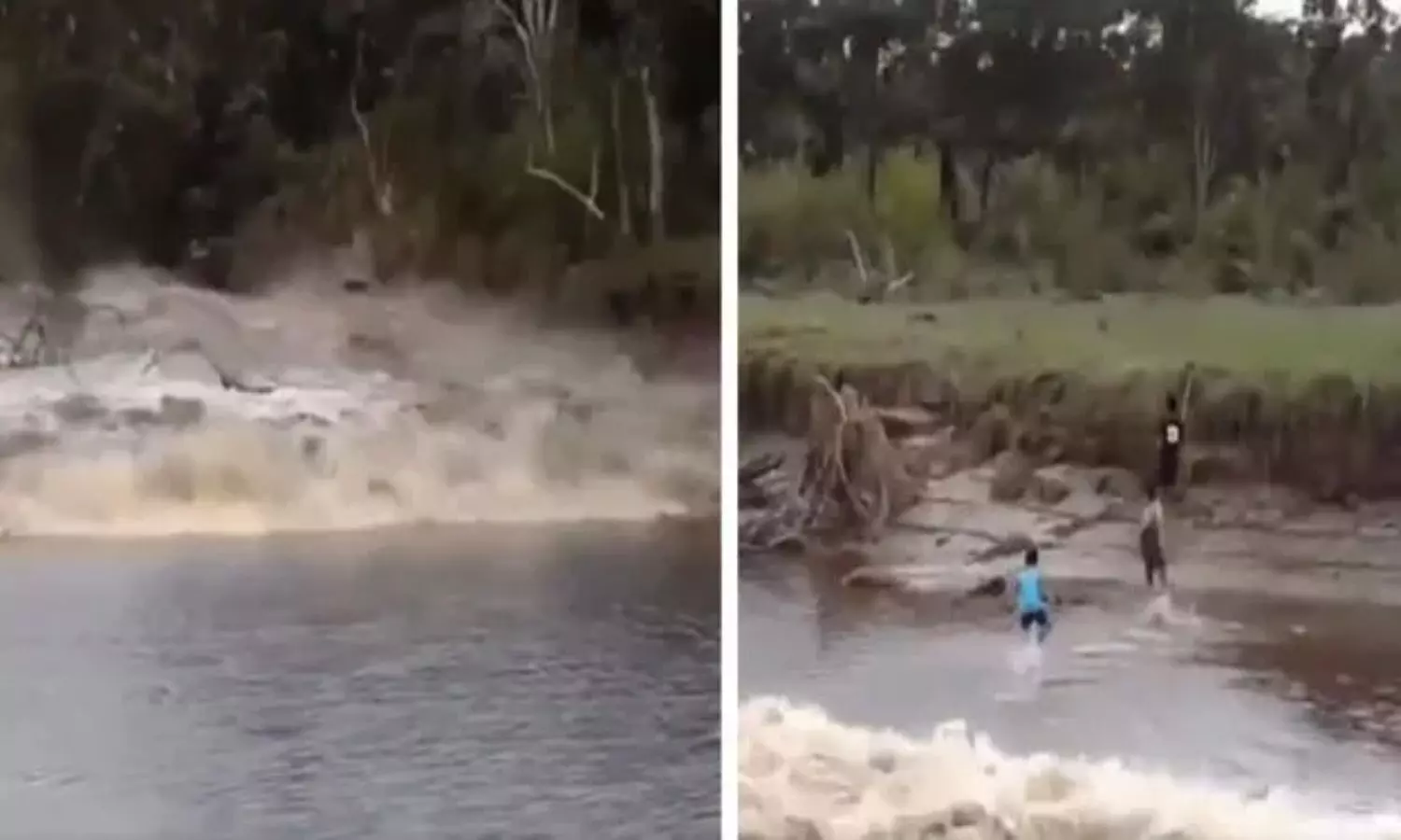 Watch Video Rapid Water Flow Three Boys Escape Death by Seconds