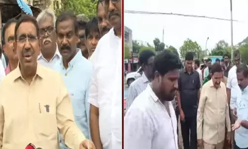 Minister Narayana Inspects Drainage System in Vijayawada City Minister Narayana Inspects Drainage System in Vijayawada City