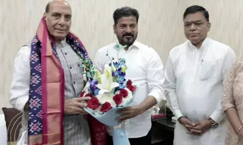 CM Revanth Reddy Meets Rajnath Singh Seeks Defence Land for Gandhi Sarovar Project in Telangana
