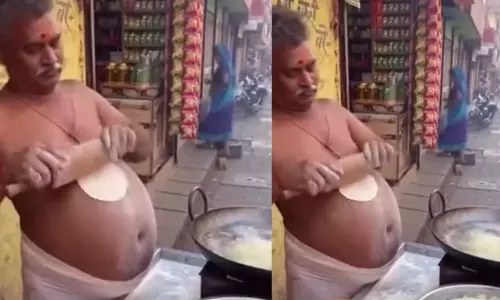 Viral Video: పీట లేదు.. పలక లేదు.. ఏకంగా బొజ్జనే వాడేశాడు! ఇదెక్కడి టాలెంట్ సామీ?