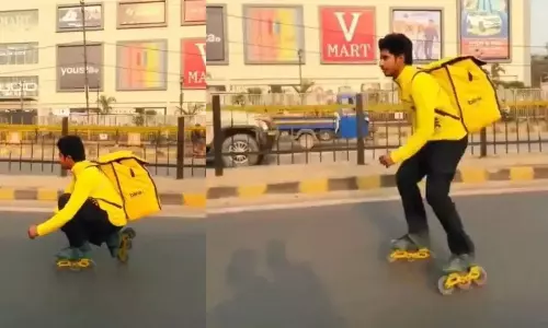 Viral Video: 10 నిమిషాల డెలివరీ కోసం ఇంత రిస్కా? వైరల్ వీడియో చూసి జనాలు షాక్