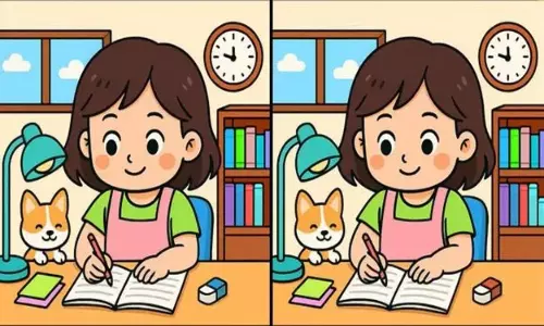 Optical Illusion: చదువుకుంటున్న ఈ బాలిక ఫొటోల్లో 3 తేడాలున్నాయి.. 51 సెకన్లలో కనిపెడితే మీరు జీనియస్!